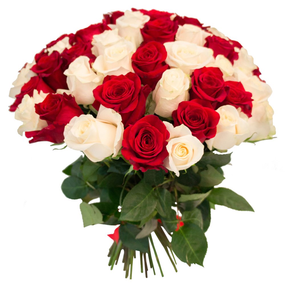 Букеты из красных и белых роз