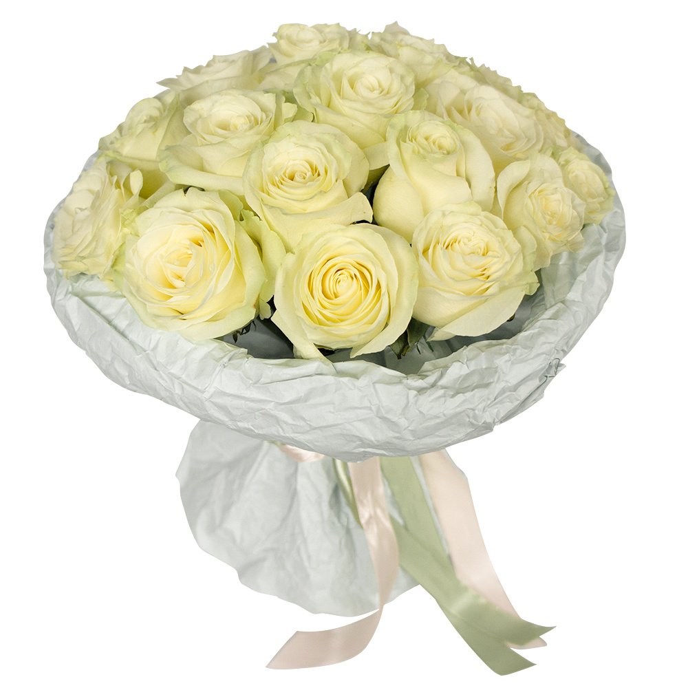15 Белых роз Аваланч 60см
