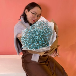 Кис-кис: букет из бирюзовой гипсофилы Кис-кис: букет из бирюзовой гипсофилы