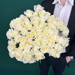 Букет «Свежая 61 белая роза» Букет «Свежая 61 белая роза»