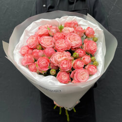 Букет «Сливочный вензель: пионовидные розы в лаконичной упаковке » Букет «Сливочный вензель: пионовидные розы в лаконичной упаковке »